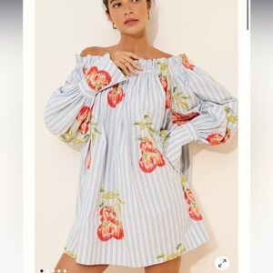 Essentiel Antwerp Embroidered Striped Mini Dress